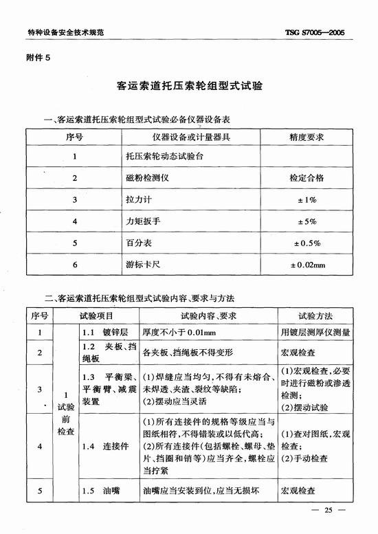 客运索道部件型式试验细则（TSG S7005-2005）