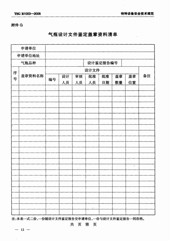气瓶设计文件鉴定规则（TSG R1003-2006）