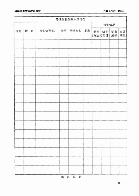 特种设备检验检测机构核准规则(TSG Z7001-2004)